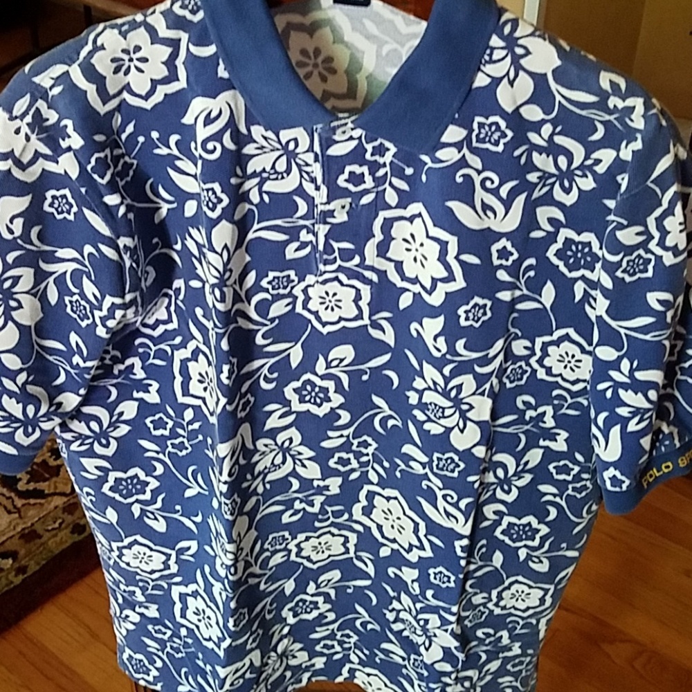 Vintage RL Polo Sport Shirt Large Floral - Picture 7 of 8
